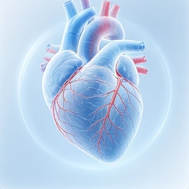 Pale blue x-ray style render: heart